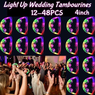 12-48Pcs Light Up Tambourines For Adults LED Noisemaker Mini