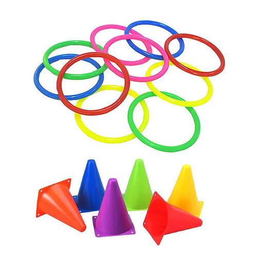 6Pcs Throwing Plastic Circles Cone Obstacle Bucket Party Bac
