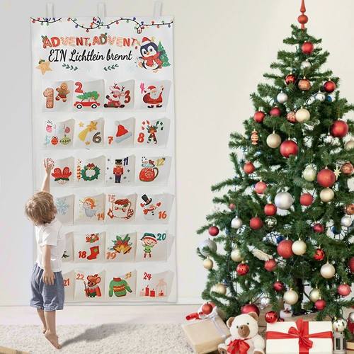 Fabric Christmas Advent Calendar Xmas Wall Decoration Reusab