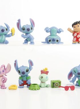8pcs/set Stitch Scrump Lilo Summer Version PVC Figure Collec