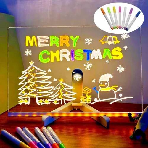 Acrylic Clear Light Up Dry Erase Board with Stand Desktop Gl
