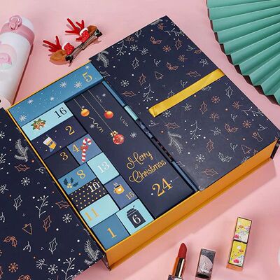 24pcs/set Christmas Advent Calendar Box Kraft Paper Candy Bo