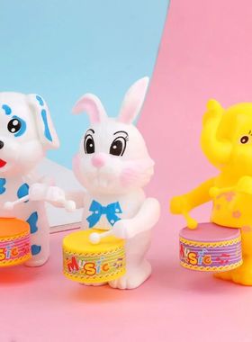 Funny Cartoon Rabbit Drumming Toy Wind-Up Clockwork Educatio