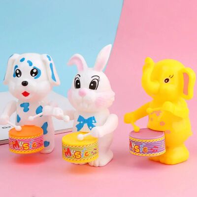 Funny Cartoon Rabbit Drumming Toy Wind-Up Clockwork Educatio