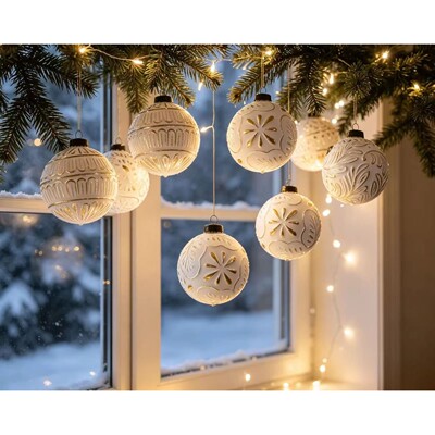 Christmas ball retro relief pattern hanging decorative ball