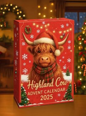 Highland Cow Christmas Countdown Calendar 24pcs 3D PVC Highl