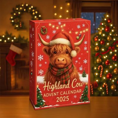 Highland Cow Christmas Countdown Calendar 24pcs 3D PVC Highl