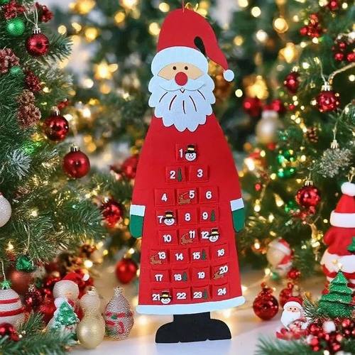 Festive Felt Christmas Tree Advent Calendar Countdown Wall H