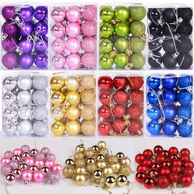 24Pcs Christmas Balls Ornament Plastic Christmas Tree Gold R