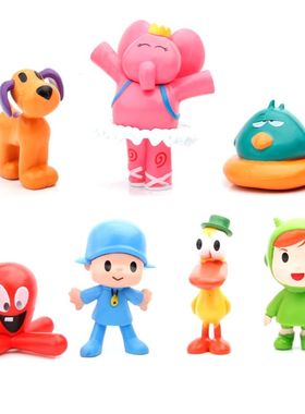 7Pcs/Set Kawaii Pocoyo Animal Bird Duck Elephant Doll Toy Mo