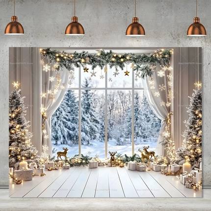 1Pc Winter Christmas Theme Forest Snow Scene Christmas Tree
