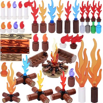 MOC Building Blocks Bonfire Flame Medieval Wine Bottle Acces