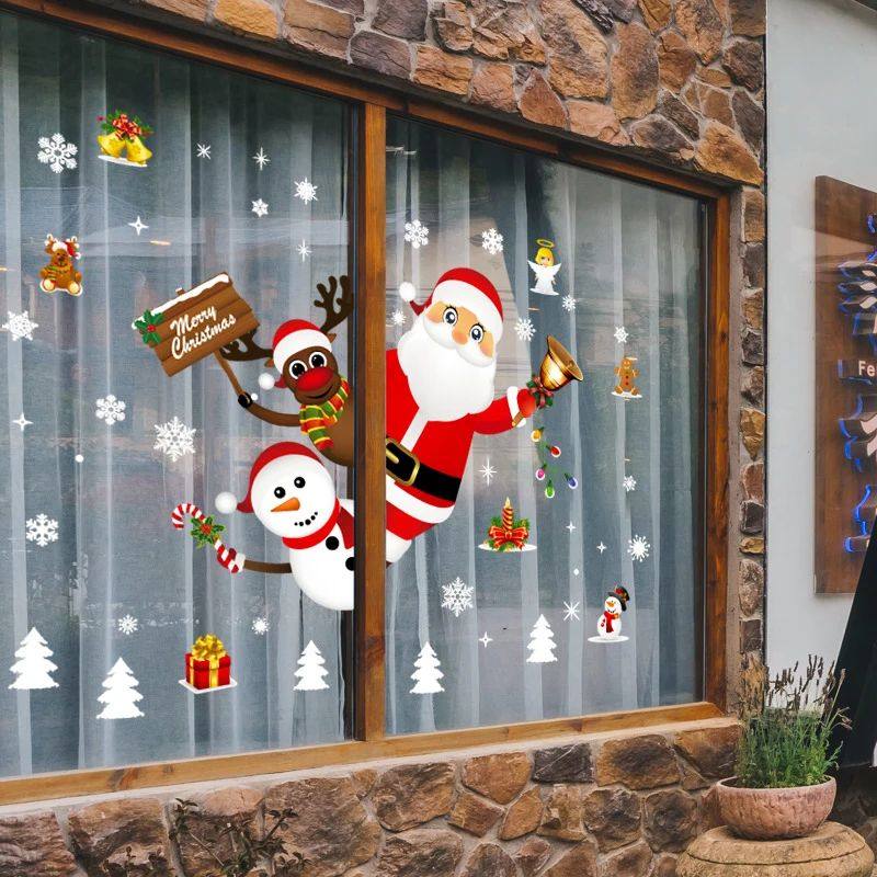 Christmas Window Sticker Merry New Year Decorations For Home