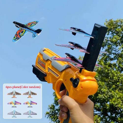 Airplane Launcher Bubble Catapult With 6 Small Plane Toy Fun