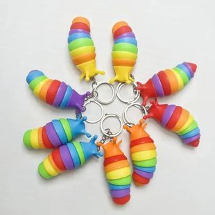 Mini Fidget Slug Keychain Toys 3D Articulated Stretch Keycha
