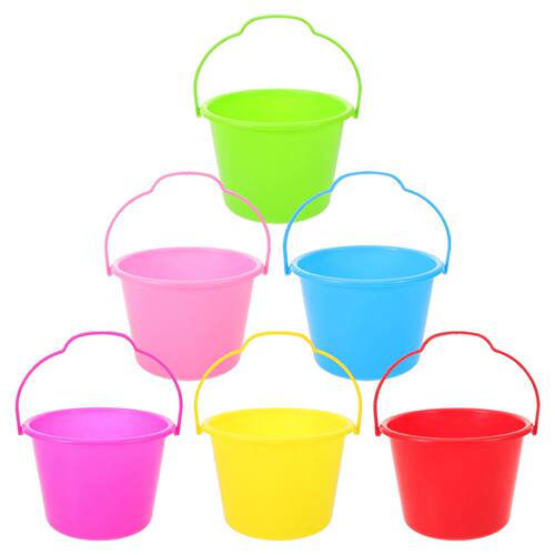 6Pc Children Beach Bucket Kids Sand Toys Portable Beach Buck