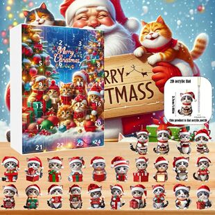 1Pc Christmas Countdown Calendar Cute Cartoon Cat Advent Cal