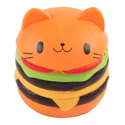 Jumbo Cat Face Burger Squishy Simulated Bread PU Scented Sof