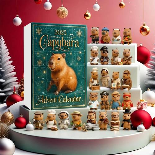 Capybara Christmas Advent Calendar with 24 2D Flat Capybara