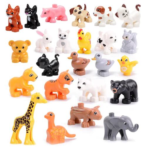 Big Size Building Blocks Cat Dog Pig Rabbit Model Accessorie