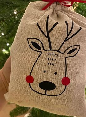 4Pcs Christmas Sack Linen Santa Sack Christmas Gift Secret S