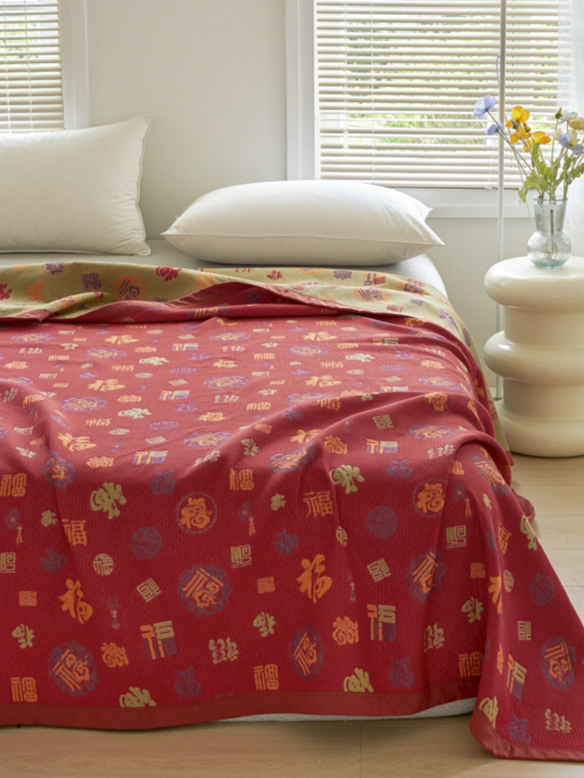 여름에 엄마를 위한 시원한 원사 염색 자카드 파프 담요. 면 여름 시원한 이불