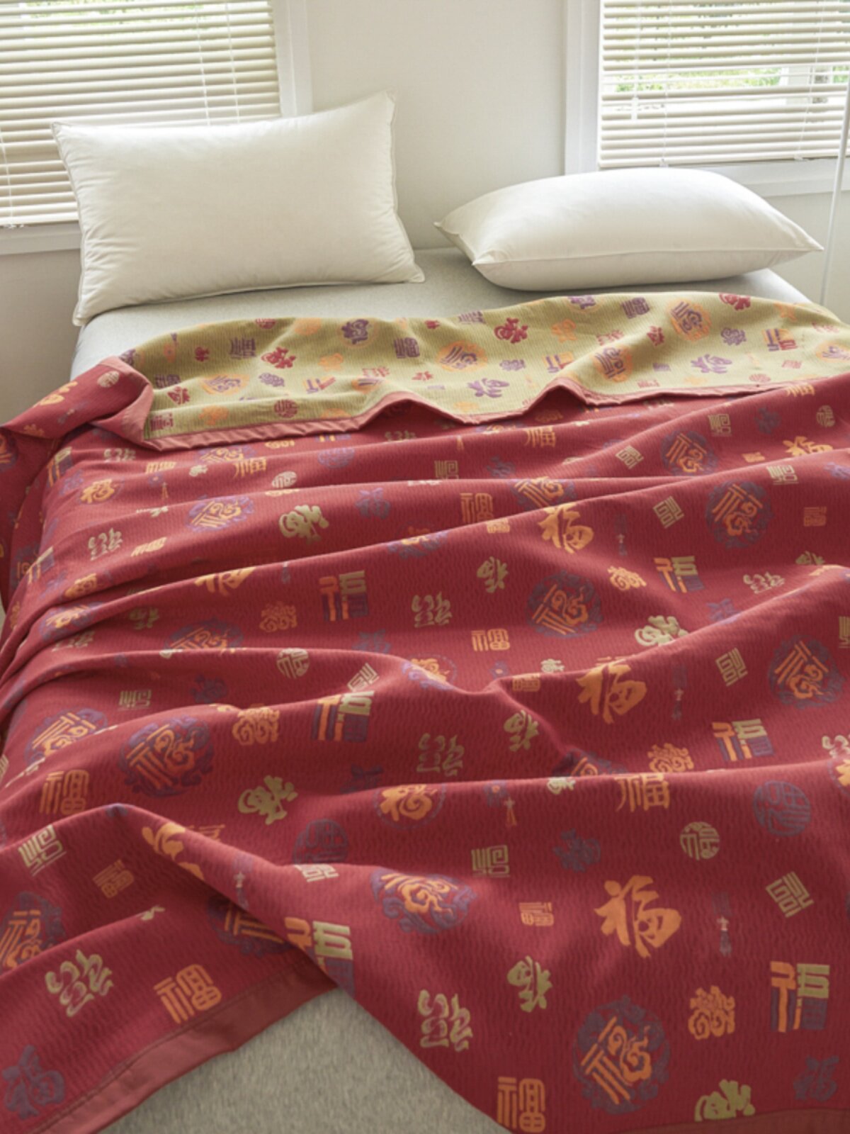 여름에 엄마를 위한 시원한 원사 염색 자카드 파프 담요. 면 여름 시원한 이불