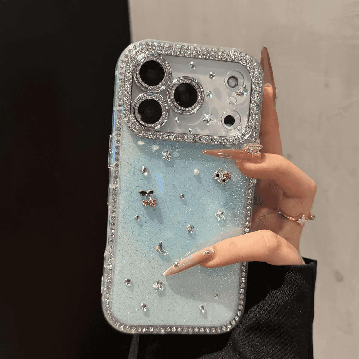 高级ins风少女心满屏星星樱桃小猫星空双面闪钻iPhone17promax16手机壳15Pro新11网红12全包防摔13闪粉14plus