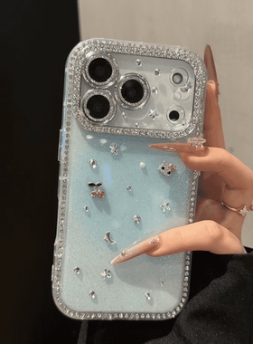 高级ins风少女心满屏星星樱桃小猫星空双面闪钻iPhone17promax16手机壳15Pro新11网红12全包防摔13闪粉14plus