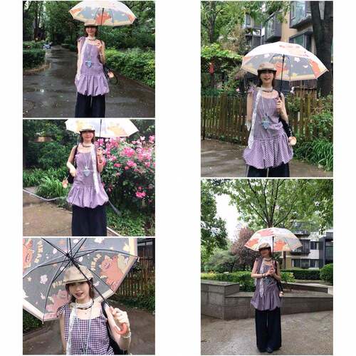 紫色格子花苞洋装女夏季覆古小个子无袖系带绝美挂颈吊带短裙子