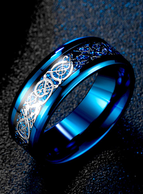 个性霸气龙纹戒指男士潮男嘻哈