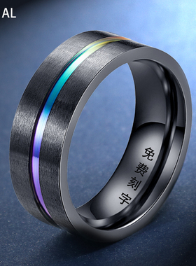 霸气韩版黑色钛钢食指环戒子戒指