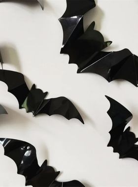 16pcs Halloween 3D Black Bat Wall Stickers Removable Hallowe