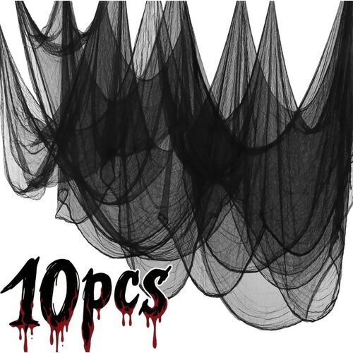 76x198cm Halloween Bloody Black Gauze Creepy Cloth Black for
