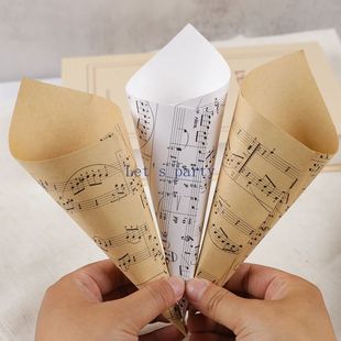 Musical Laying Kraft Holder 50Pcs Cones Notes Paper Confetti