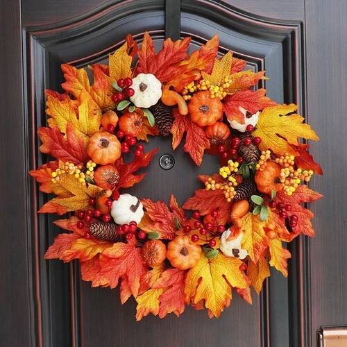 Autumn Door Wreath Christmas Halloween Decoration Pumpkin Be