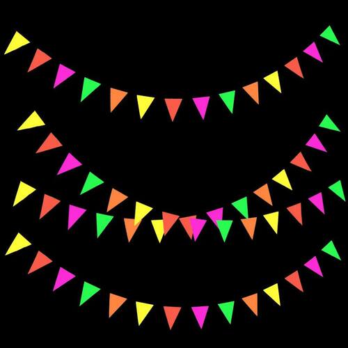 1Packx3M 5ColourNeon Paper Glow Flag Banner Hanging Decorati
