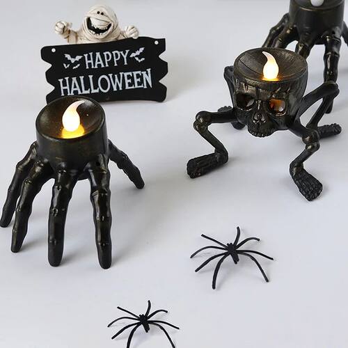 Spooky Halloween Skeleton Hand Spider LED Candle Lights - Sp