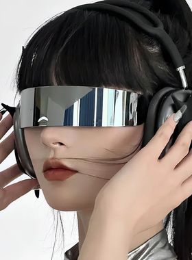 Y2K Future Warrior Rimless Sunglasses Lens Wrap Around Cyber