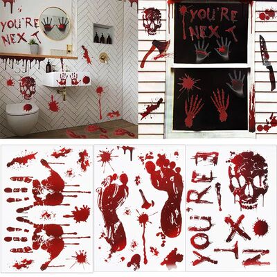 Halloween Bloody Handprint Window Stickers Horror Bloodstain