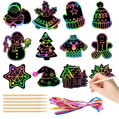 Christmas Scratch Painting DIY Scratch Card Santa Claus Snow