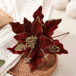 Artificial 2cm Sticky Cloth Flower Christmas Velvet