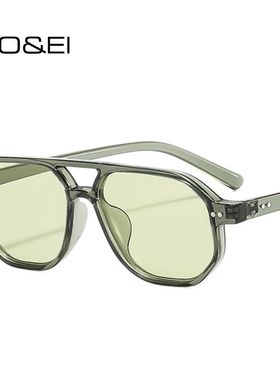 Vintage Double Bridges Polygon Square Men Sunglasses Fashion
