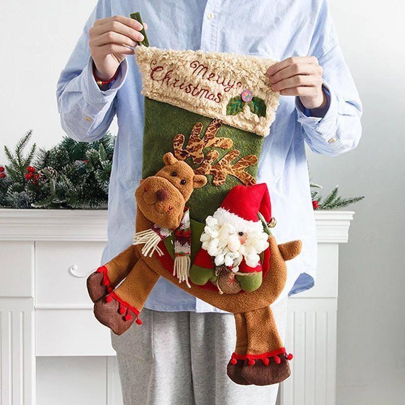 Christmas Socks Gift Bag Large Long-legged Santa Claus Snowm