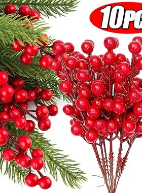 Artificial Christmas Red Berries Stems Wreath Xmas Tree Orna