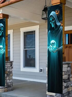 A pair of Halloween decorative banners made of polyester fea