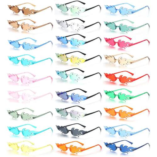 Fire Flame Sunglasses for Women Trendy Rimless Sunglasses No