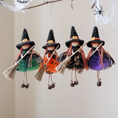 Halloween Witch Ornament Festive Broomstick Angel Hanging Pe