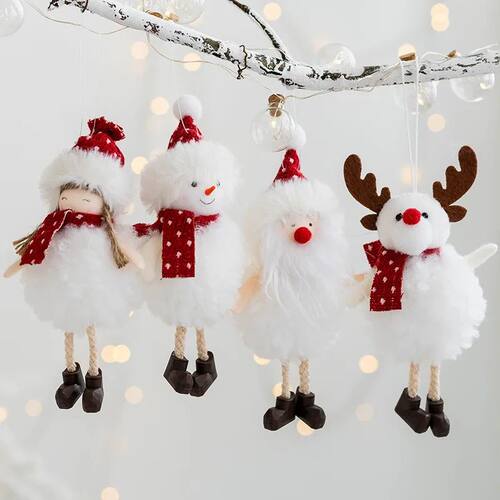 Santa Snowman Elk Cute Plush Girl Pendant Christmas Tree Dec