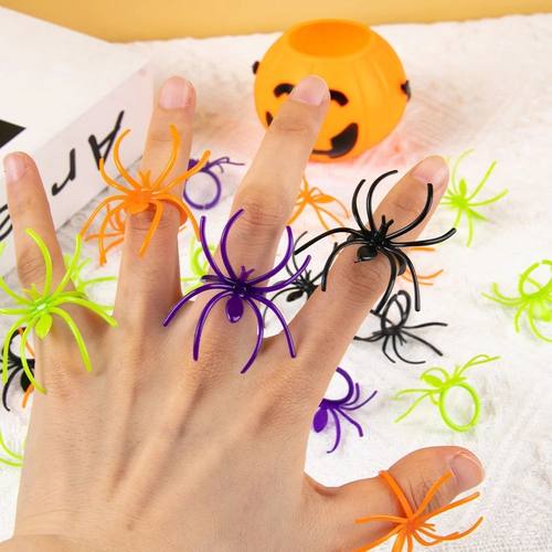 20/40pcs Plastic Spider Rings Halloween Ring for Kids Favors